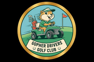 do high quality golf cart mascot logo with t shirt design