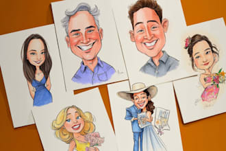 design caricature wedding invitation with illustration