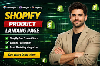 create shopify one product landing page with pagefly or gempages
