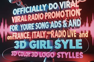 officially do viral promotion for your song and ads on france, italy radio live