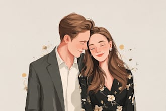 draw cartoon disney couple portrait