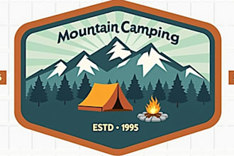 design super mountain camping logo in very short time