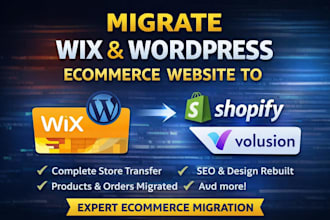 migrate wix, wordpress ecommerce website to shopify volusion migration