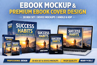create professional ebook mockup and ebook cover design with 3d bundle