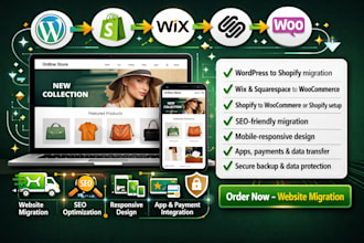 migrate wordpress wix squarespace shift4shop to shopify website store migration