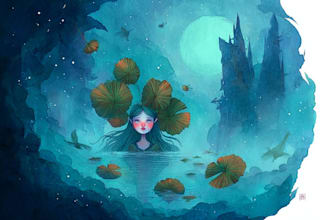 draw a fantasy illustration in a definite style