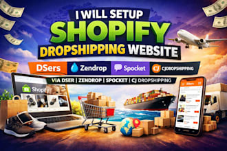 setup shopify dropshipping website via dser zendrop spocket cj dropshipping