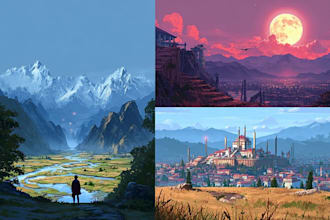 draw a natural landscape and background illustration