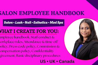 write a salon employee handbook and HR policies for beauty businesses