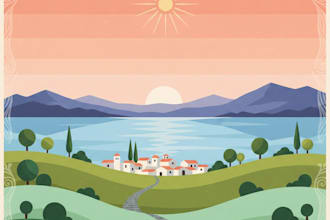 illustrate beautiful flat landscape illustration art