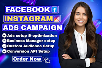 setup facebook ads campaign, instagram ads and meta ads