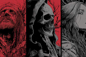 draw horror and gothic line art illustrations