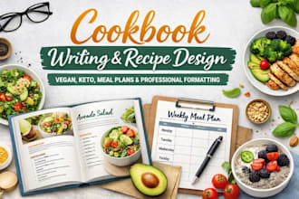 do cookbook ebook design, create and format vegan recipe book design for amazon