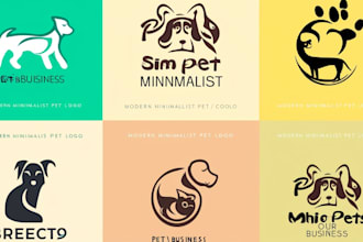 do a modern minimalist pet business logo design