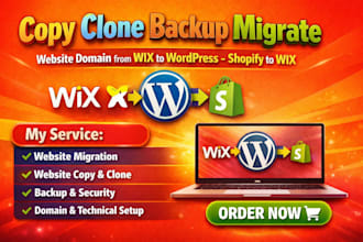 copy clone backup migrate website domain from wix to wordpress shopify to wix