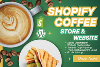 design coffee website, coffee shopify store, cafe website