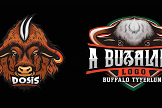 design creative wonderful buffalo logo in very short time