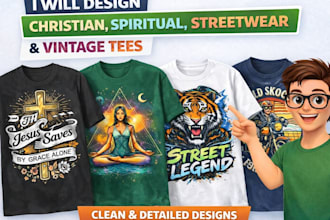 design christian, spiritual, streetwear, and vintage t shirt designs