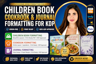 children book formatting, cookbook formatting, journal formatting for KDP