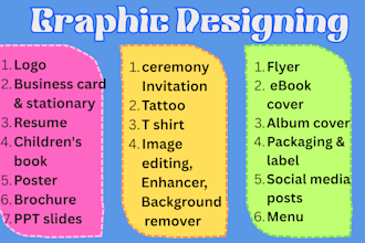 design logo, flyer, e book, resume, business card and more