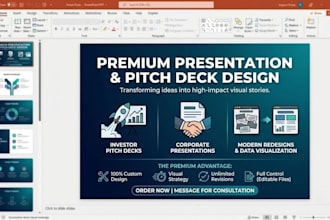 design pitch decks, powerpoint, and google slides