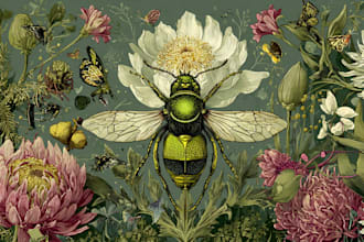 draw an animal and botanical illustration