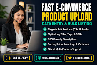 do ecommerce product uploading and SEO product listing product listing product