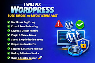 fix wordpress bugs, errors, and layout issues fast