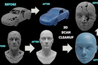 do 3d scan cleanup and stl file repair for 3d printing