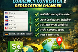 install, fix, and customize shopify or wordpress currency converter geolocation