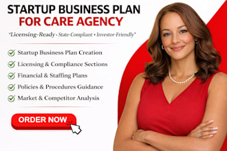 write a compliant startup business plan for home care, group home and healthcare