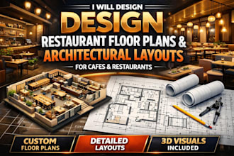 design restaurant floor plans and architectural layouts for cafes and restaurant