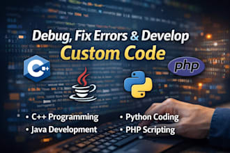 fix bugs and develop python,java,cpp,PHP, and rust code fast