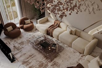 renovate 3d cozy apartment, villa design, 3d residential space, chalet building