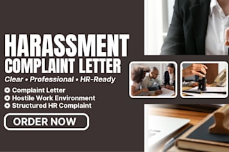 write a clear workplace harassment or discrimination complaint letter fast