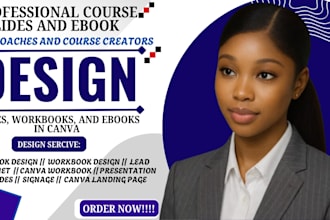 design course slides, workbooks, and ebooks in canva for coaches course creators