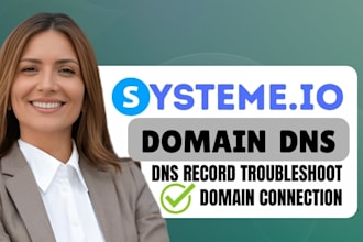 connect domain in systeme io, setup subdomain, transfer domain, fix dns issues