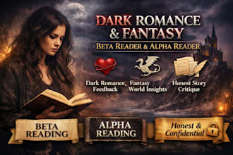 be your dark romance, fantasy beta reader and  alpha reader