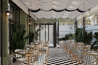 curate 3d garden restaurant, interior cafe,bar,patio,pool,terrace,outdoor lounge