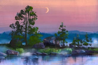 draw background art, environment concept art for game