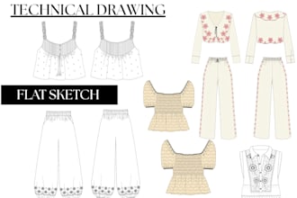 make professional flat sketches for your clothing line