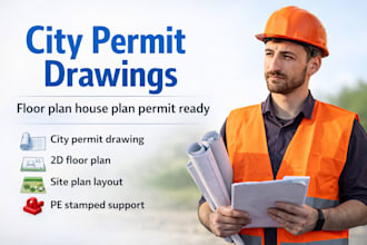 city permit drawing, floor plan, house plan, site plan blueprint
