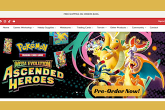 design pokemon website shopify store trading card store pokemon shopify store