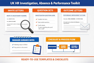 create HR investigation, absence, and performance letter templates