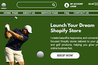 design golf shopify store golf website golf store sport accessories yoga website