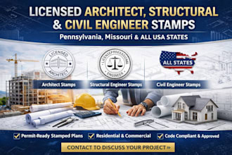 license architect structural and civil engineer USA stamp pennsylvania missouri