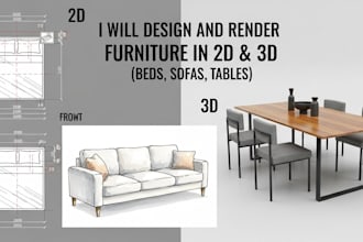 design 2d, 3d furniture design for beds, sofas and tables