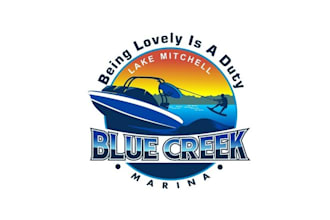 design colorful blue creek marina logo
