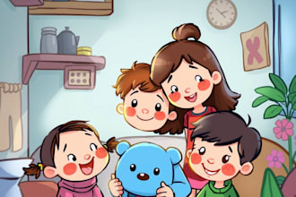 design 2d children book illustration and story book illustration