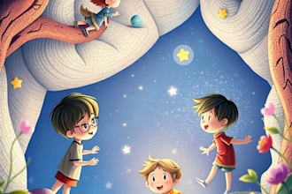 design 2d and 3d hand drawn children book illustration and cover
